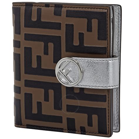 fendi leather printed bifold wallet